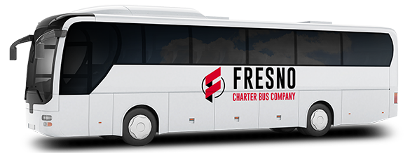 a fresno charter bus company branded bus